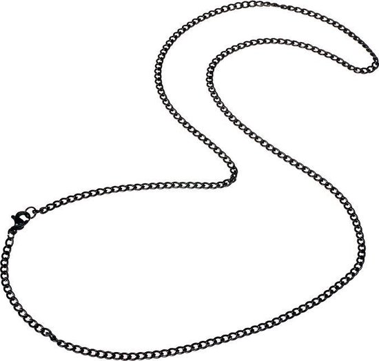 Koord ketting - Heren ketting - Stalen ketting - Cubaanse schakel - LGT Jewels - Zwart - 3mm - 70cm