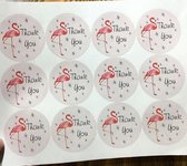 Thank you - Flamingo stickers - Leuk voor uitdeelzakjes - Bruiloft - Babyshower - Vrijgezellenfeest - Bedankjes – Kraamvisite - Speciale gelegenheden – 24 Stuks