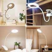 Parya Official - LED Bureaulamp met klem - LED Bedlamp met klem - 3 lichtstanden - Draadloze en oplaadbare LED lamp - 7000k - LED leeslamp met klem - Wit