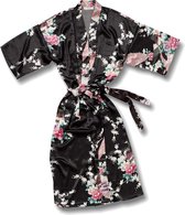 TA-HWA Kimono avec motif paon Kimono Zwart S