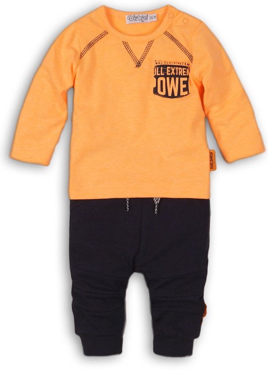 Dirkje Jongens Baby Setje 2-delig - Faded orange + navy - Maat 62 | bol.com