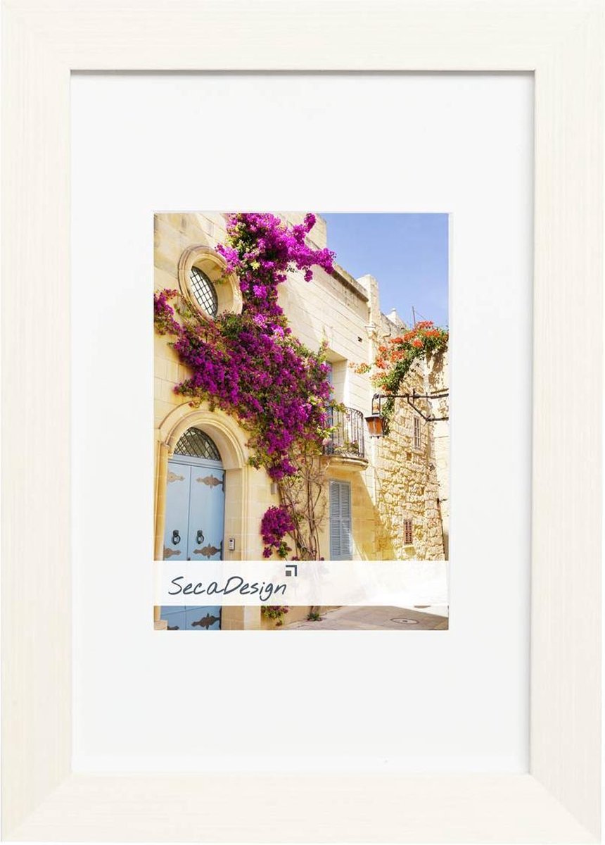 SecaDesign Fino Hout - Fotolijst 30x40 / 20x30 cm fotomaat met passe-partout - Wit