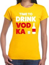 Time to drink Vodka tekst t-shirt geel dames L