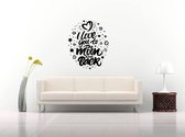 Muursticker - I Love You To The Moon And Back - 58x70 - Zwart