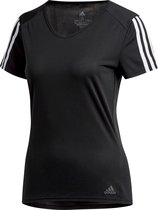 adidas Run 3Stripes Tee W Sportshirt Dames - Zwart
