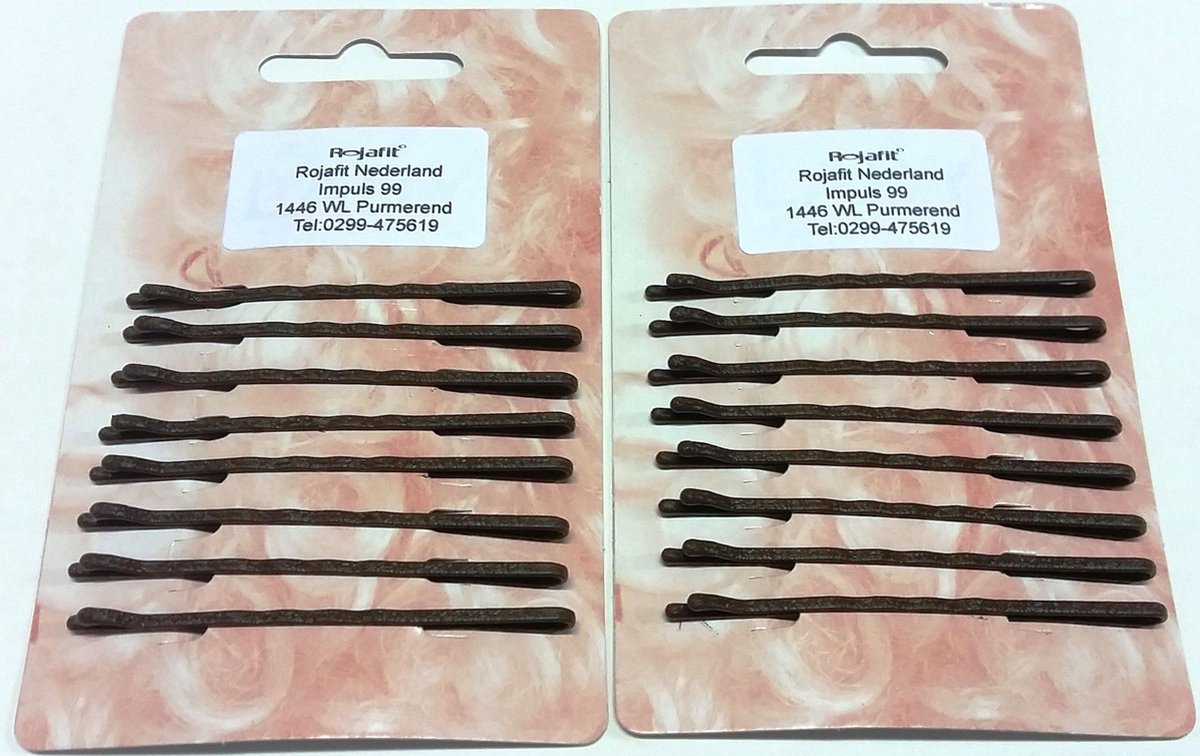 Rojafit Professionele Schuifspeldjes - 6,35 cm - 2 kaartjes a 8 stuks - Bruin