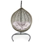Egg chair - Hangstoel - 100cm Rond - Taupe-grijs - incl. kussen