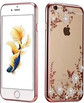 Xssive Flexibele TPU Case met witte bloemetjes Apple iPhone 7 Plus - Back Cover - TPU - Roze Rand