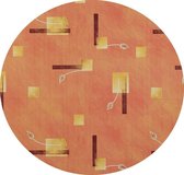Authentique Tafellaken - Tafelkleed - Tafelzeil -  Rond 150 cm Ø - Opgerold op dunne rol - Geen Plooien - Zomers - Geweven onderlaag -  Duurzaam - Oranje