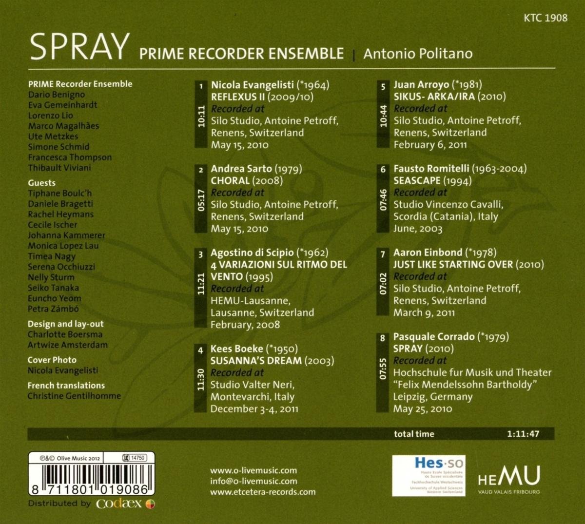 Prime Recorder Ensemble Spray (CD), Prime Recorder Ensemble Muziek