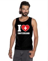 Zwart I love Zwitserland fan singlet shirt/ tanktop heren L