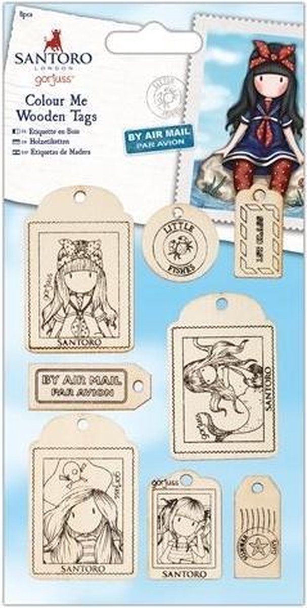 Colour Me Houten labels (8 stuks) - Santoro
