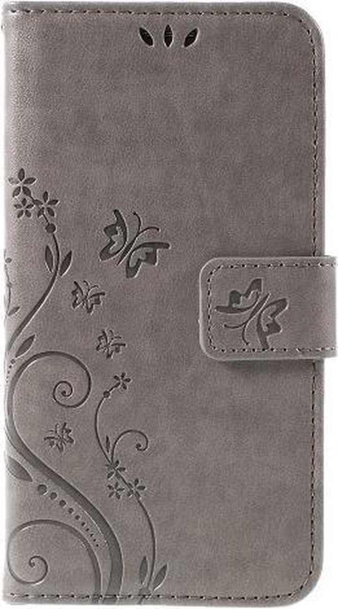 Grijs vlinders agenda case hoesje Telefoonhoesje geschikt voor Samsung Galaxy S10 Plus