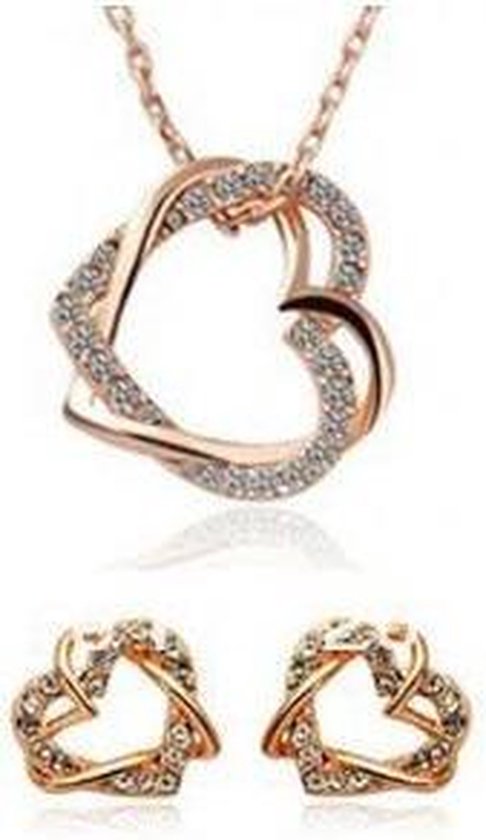 Juwelen set: hanger + oorbellen 18karaat goud plated met Swarovski  kristallen | bol.com