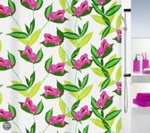Rideau de Douche Spirella Loretta Textile - 180x200 cm - Rose / Vert