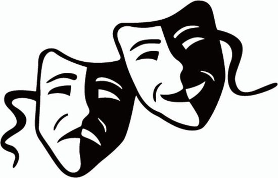 Zwart -Drama Theater Comedy Tragedy masker op uw auto - Toneel liefhebbers  - 15,2 x... | bol.com