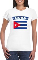 T-shirt met Cubaanse vlag wit dames M
