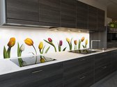 Keuken achterwand behang: "Colorful Tulips" 305x50 cm