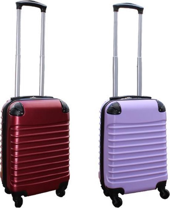 Travelerz kofferset 2 delig ABS handbagage koffers - met cijferslot - 27 liter - bordeauxrood - lila