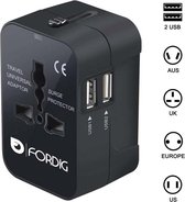 ForDig Universele Wereldstekker met 2 Fast Charge USB Poorten - Reisstekker Geschikt voor 150+ Landen - Reis Stekker Adapter