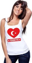 Turkije hart vlag singlet shirt/ tanktop wit dames S