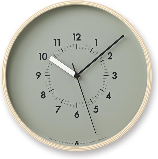 Lemnos AWA design klok Soso | Moderne wandklok met minimalistisch ontwerp | Eigenschappen: grijs, 25,4cm, 2 jaar garantie, Hout