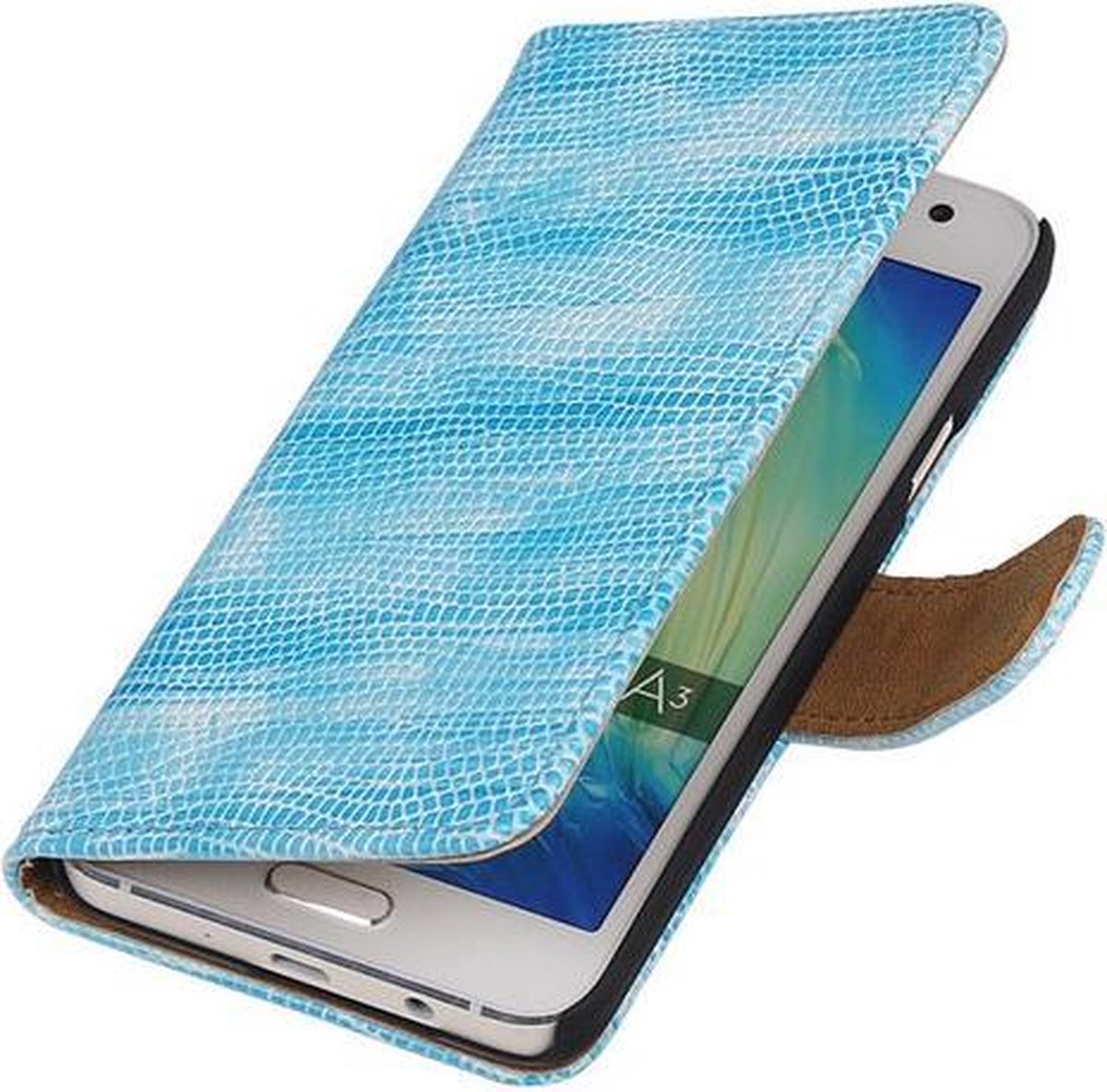 Turquoise Mini Slang Booktype Samsung Galaxy A3 2016 Wallet Cover Hoesje
