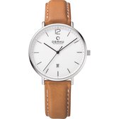 Obaku Denmark Herenhorloge - V181GD CWRZ - Stalen kast - Bruine leren band  - Ø40mm