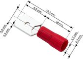 Kabelschoen Vlakstekker 100 stuks - Plat Rood - Insteekbreedte 4,8 mm Insteekdikte 0.8 mm