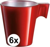 6x Espresso kopje rood - Rood koffiekopje 80 ml