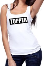 Toppers Topper  in kader tanktop dames wit  / mouwloos shirt Topper in zwarte balk - dames L