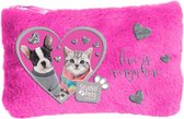 Studio Pets Love is Everywhere - Pochette en peluche - 12,7 x 20 cm - Rose
