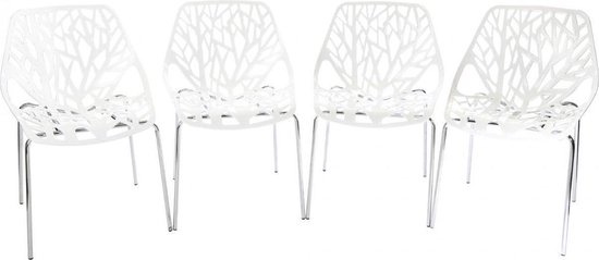 Designerstoel eetkamerstoel Caluna set van 4 stuks in wit | bol.com