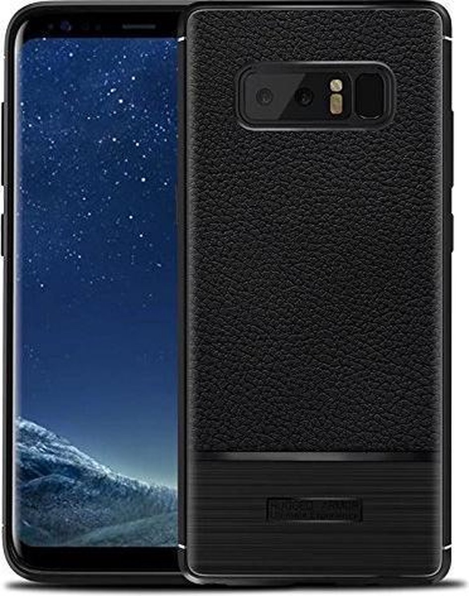 DrPhone Note 8 Rugged Armor Litchi TPU Case - Ultra Dunne Gel Silicone Hoesje - Antislip Anti Schok Beschermhoes -