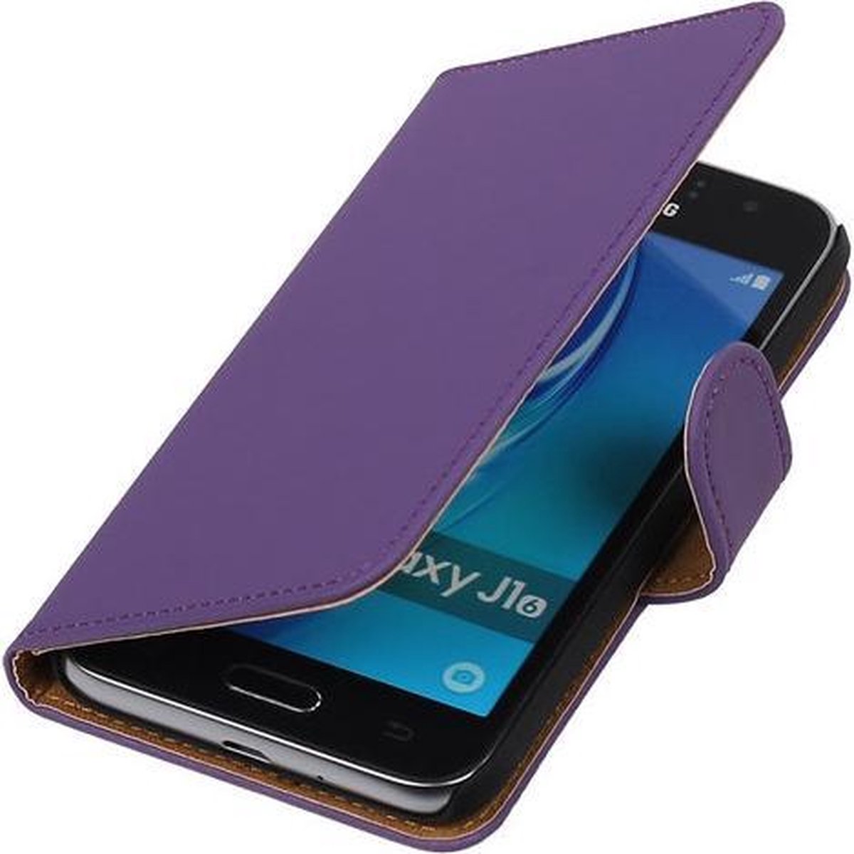Paars Effen booktype cover hoesje voor Samsung Galaxy J1 Nxt / J1 Mini