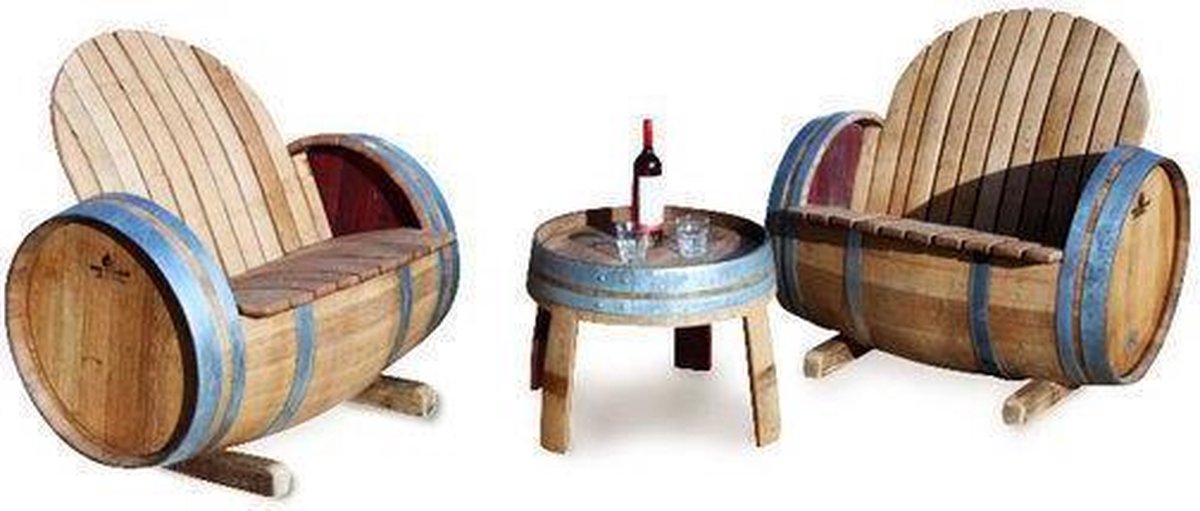 Van Abbevé Set tafel en stoelen Wijnvaten Tuinset