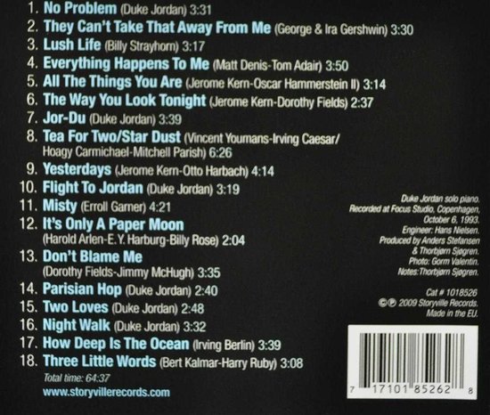 Achterkant van het album met een genummerde tracklijst van 18 nummers, productiedetails en een streepjescode.