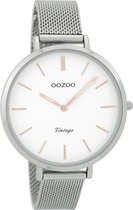 Zilverkleurige OOZOO horloge met zilverkleurige metalen mesh armband - C9371