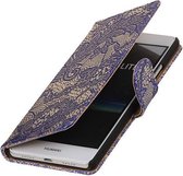 Blauw Lace booktype cover hoesje voor Huawei P9 Lite