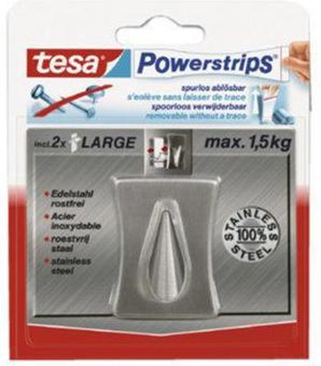 Tesa Powerstrips Kleefhaak RVS - Large