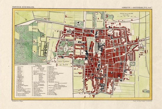 Historische kaart, plattegrond van de stad Den Haag,  gemeente s Gravenhage stad in Zuid Holland uit 1867 door Kuyper van Kaartcadeau.com