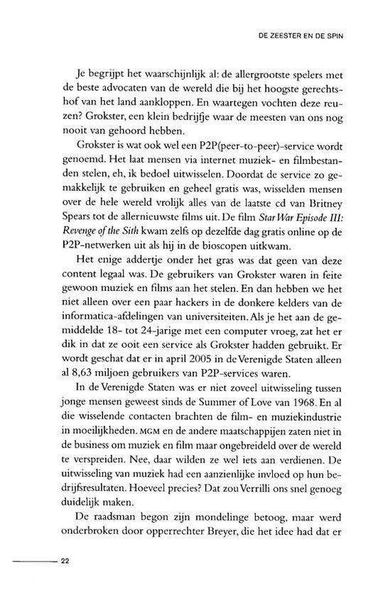 Pagina met tekst over Grokster, P2P-services, het internet, de muziek- en entertainmentindustrie.