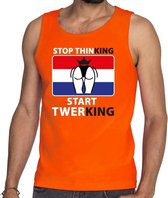 Oranje Stop thinking start twerking tanktop / mouwloos shirt her XXL