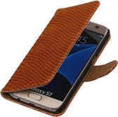 Bruin Slang Booktype Samsung Galaxy S7 Wallet Cover Hoesje