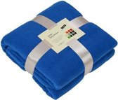 Fleece deken/plaid kobaltblauw 130 x 170 cm