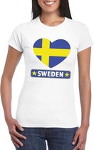Zweden hart vlag t-shirt wit dames S