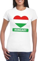 Hongarije hart vlag t-shirt wit dames L