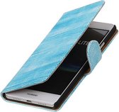 Turquoise Mini Slang booktype cover cover voor Huawei P9 Lite
