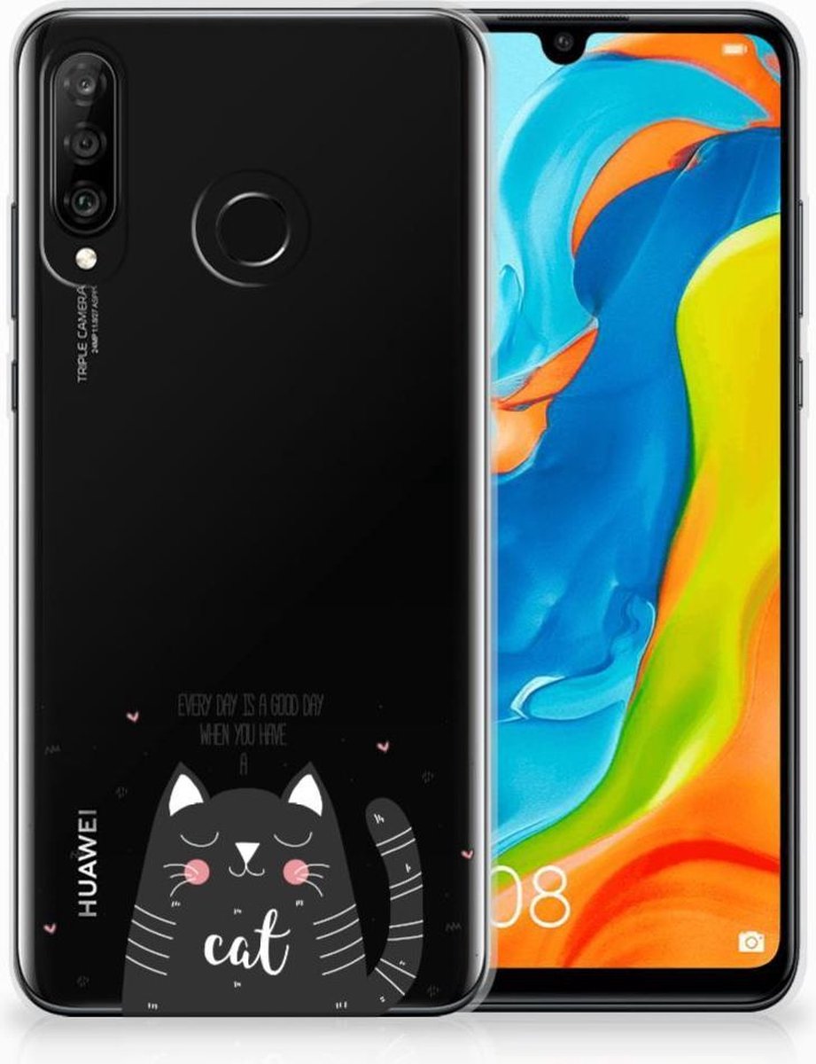 Huawei P30 Lite Telefoonhoesje met Naam Cat Good Day