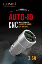 LDNIO Dual USB Car Charger met Micro-USB kabel C302 - 3.6A - Silver